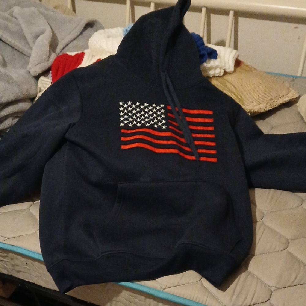 Navy Blue American Flag Hoodie